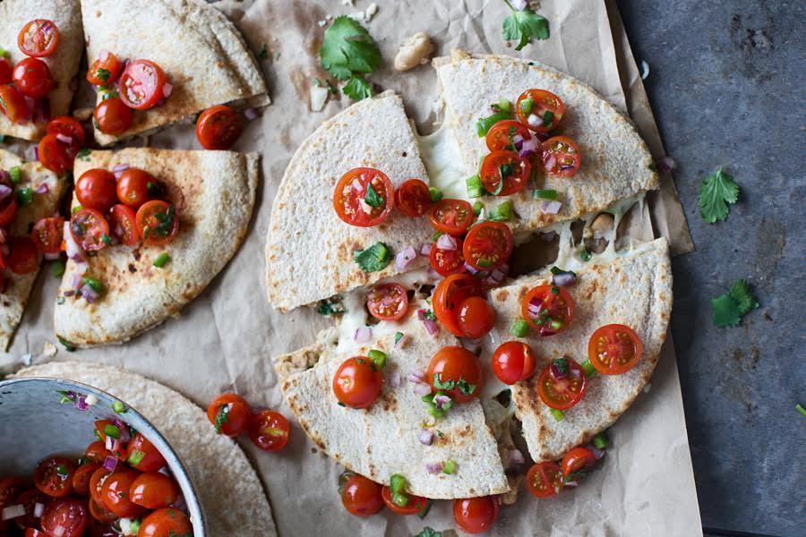 White Bean and Tuna Quesadillas with Cherry Tomato Pico - Healthy dinner recipes for tonight