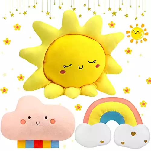 Stuffed Pillow for Youth Bedroom Decorations (Rainbow, Cloud, Sun)